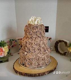 Vegan 3 tier 6/8/10in Chocolate Rossette Wedding cake