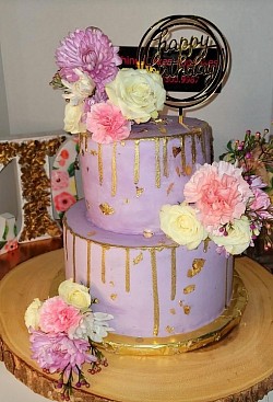 Two tier purple and gold