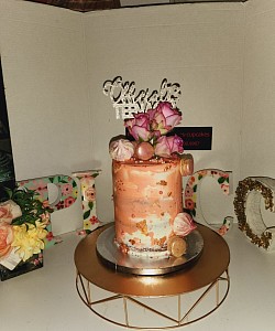6in tall 3 layer rose gold cake