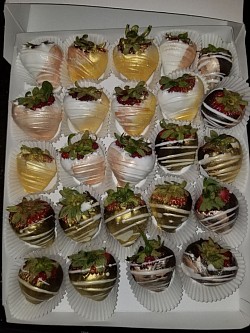 Gold and pink white and chocolate dip strawberries